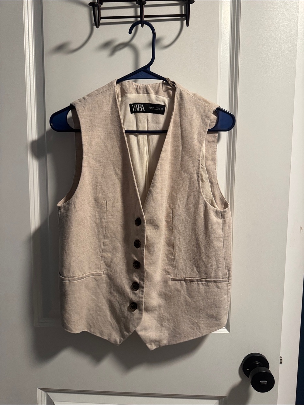 Zara Beige Women’s Button-Front Casual Vest
